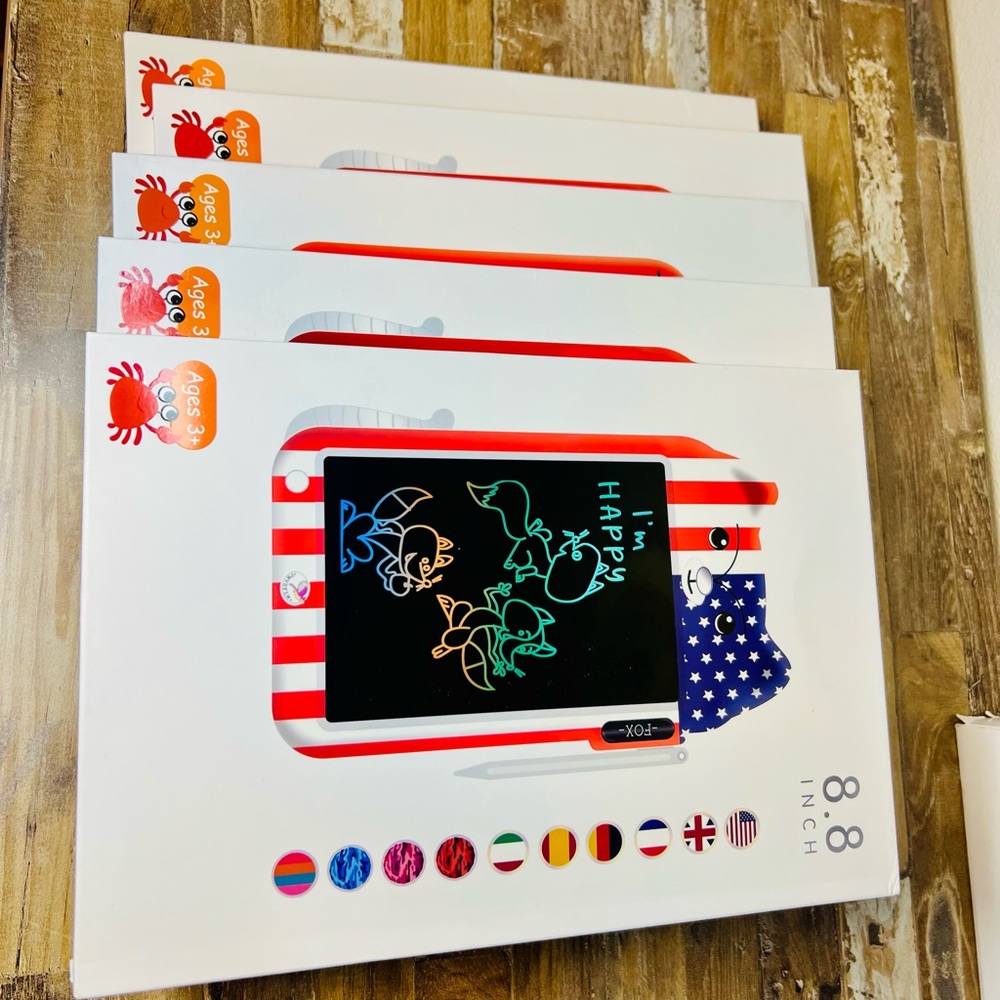 (5PK) Fox Theme LCD Writing 8.8 Tablet Doodle Board for Kids with Stylus (NEW)
